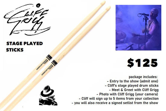 Picture of CLIFF GRIGG - Stage Played drum sticks - GOSFORD - Friday 22nd May 2024